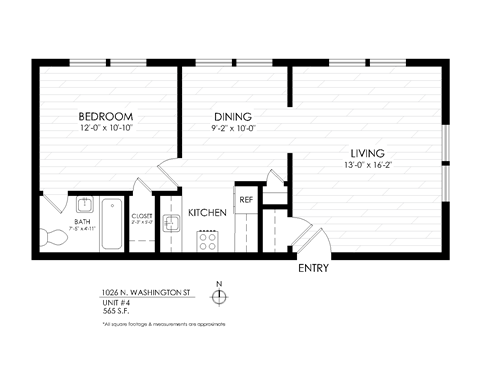 1026 Washington 1 Bedroom floor plan